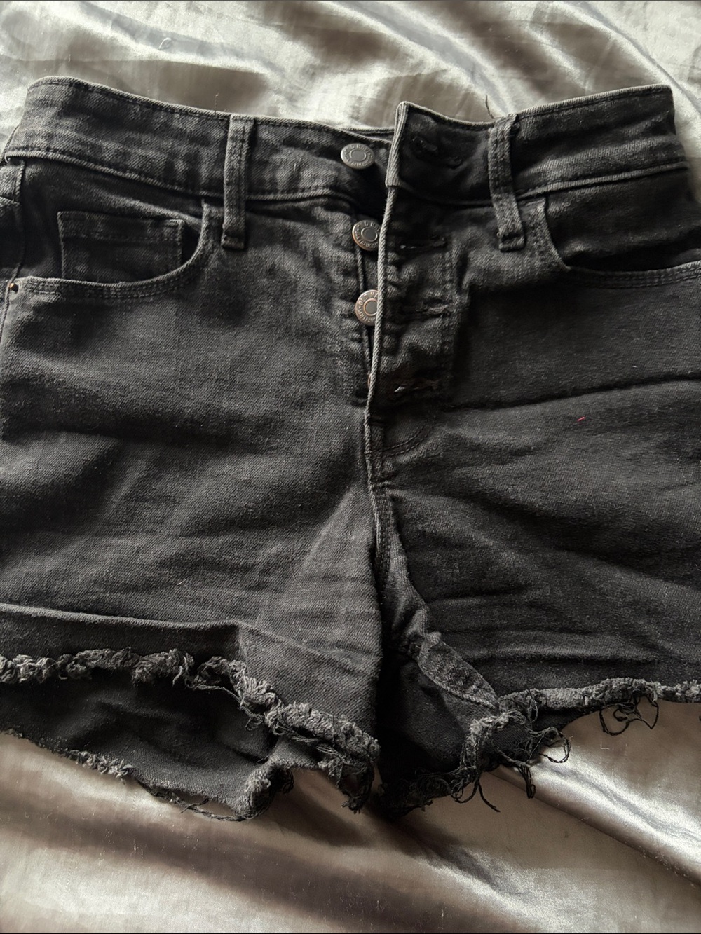 Old Navy Black High-Rise Raw Hem Denim Shorts